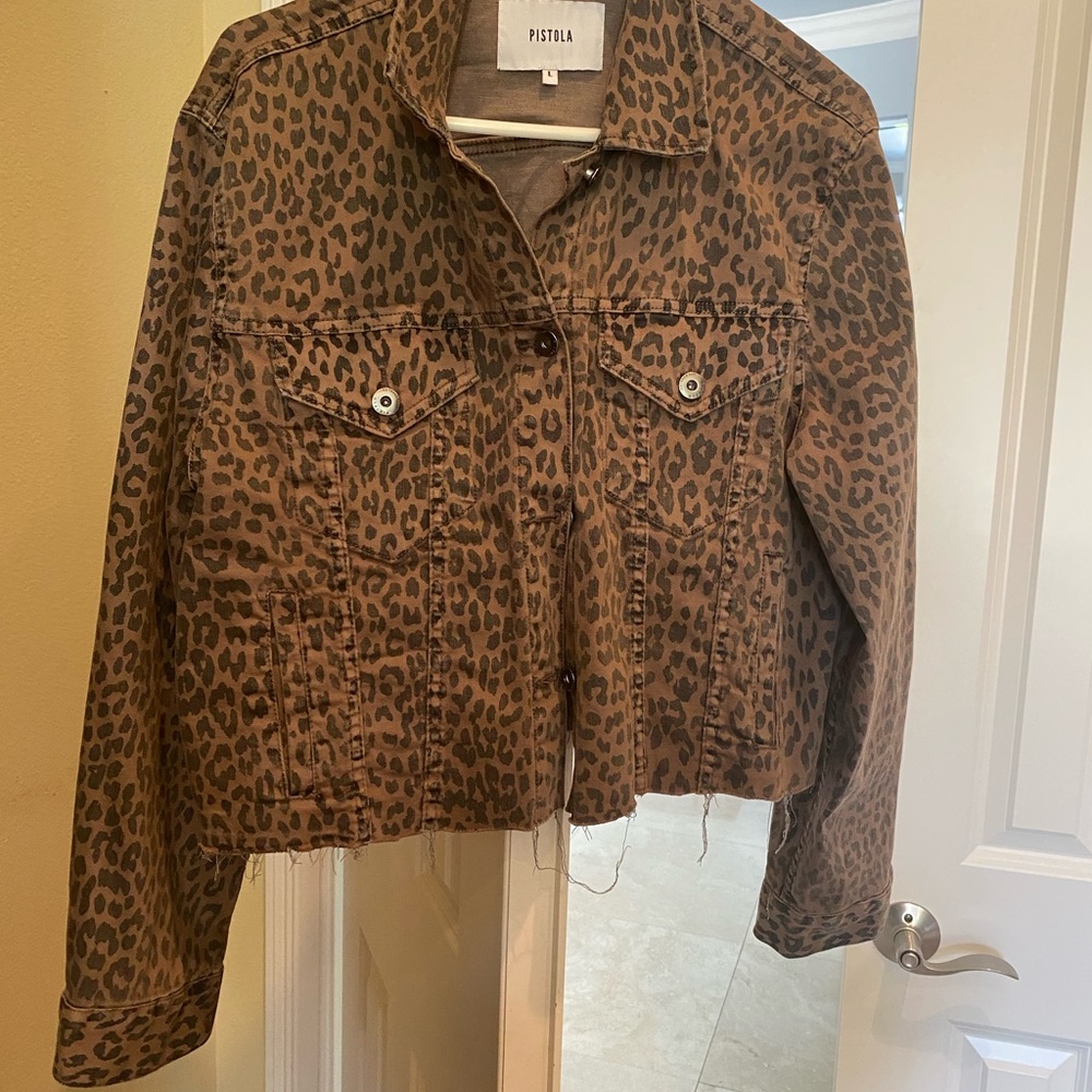 Leopard print jean jacket